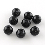 Perles rondes en acrylique d'imitation pierre précieuse, noir, 8mm, Trou: 2mm