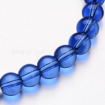Стеклянные круглые пряди из бисера, светло-синий, 6 мм, отверстие : 1 мм, около 50 шт / нитка, 11 дюйм