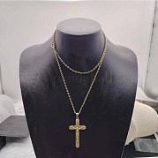 Ожерелья из сплава с подвесками в виде креста и цепочками из тросов WM6513