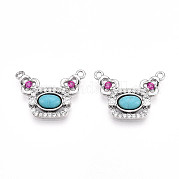 Прямоугольник из синтетической бирюзы с подвесками-цветами KK-N258-15P