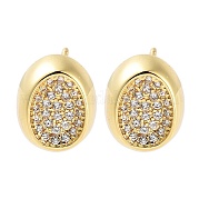 Латунные серьги-гвоздики с овальным покрытием EJEW-N055-38G-RS