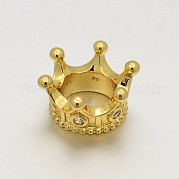 Настоящее 24k позолоченный большая дыра cz латунь микро класс pave ааа кубического циркония 3d бусы KK-O064-03-NR