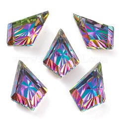 Pendenti con strass in vetro goffrato, sfaccettato, aquilone, vulcano, 19x12x5.5mm, Foro: 1.2 mm