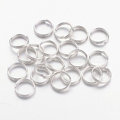 Anillos partidos de hierro, anillos de salto de doble bucle, sin plomo y cadmio, color plateado, 8x1.4mm, aproximamente 6.6 mm de diámetro interior, aproximamente 7000 unidades / 1000 g