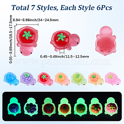 42 tortue lumineuse en résine bicolore avec décorations de fruits&nbsp;DJEW-SP0001-40