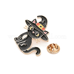 Halloween-Thema Katze mit Hexenhut Emaille Pins&nbsp;JEWB-H033-06KCG