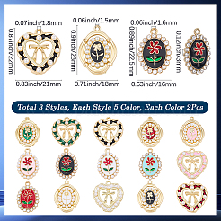 Colgantes de esmalte de aleación 30pcs 15 estilos&nbsp;FIND-SC0023-25