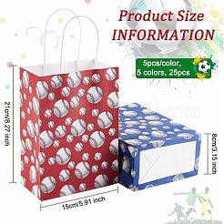 25 Stück 5 Farben Rechteck mit Sport Good Muster Papiertüten&nbsp;CARB-OC0001-01