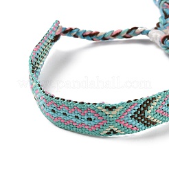 Pulsera de hilo trenzado poliéster-algodón motivo rombos&nbsp;FIND-PW0013-001A-19