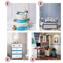 4 pièce 4 styles de décorations d'affichage en bois naturel de style méditerranéen pour la maison&nbsp;DJEW-PH0002-15