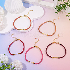 5 pieza de cordón de cuero sintético trenzado redondo de 5 mm en 3 colores para hacer pulseras&nbsp;MAK-TA0001-35A