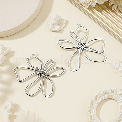 4 par de pendientes de aro de aleación con flores de 2 colores para mujer&nbsp;EJEW-GO0001-05