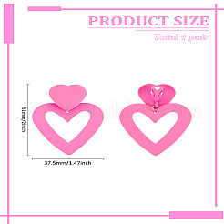 1 paio di orecchini pendenti a clip in acrilico a forma di cuore cavo per donna&nbsp;EJEW-LP0001-87
