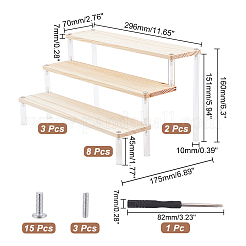 Les figurines en bois et en acrylique à 3 niveau présentent des contremarches&nbsp;ODIS-WH0043-17B