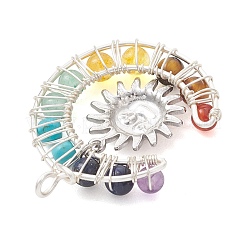 7 Chakra-Rundanhänger aus gemischten Steinen&nbsp;PALLOY-TA00401-02