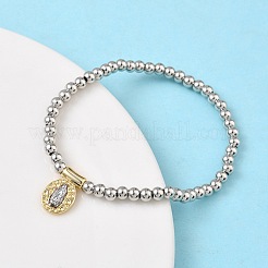 Bracelets ovales en laiton avec breloques Jésus&nbsp;BJEW-B148-03A