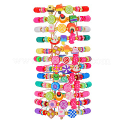 12 Stück geflochtene Armbänder aus Polymerclay-Perlen&nbsp;FS-WGD3FD0-01