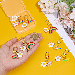 8 pz 4 stili fiore e arcobaleno lega smalto pendente decorazione&nbsp;HJEW-GO00112