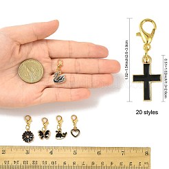 20 pièces 20 styles de décorations de pendentif en alliage d'émail&nbsp;HJEW-FS00045