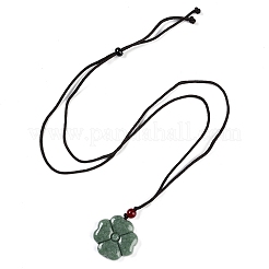 Halsketten mit Kleeblatt-Anhänger aus natürlichem Jadeit&nbsp;NJEW-F321-01