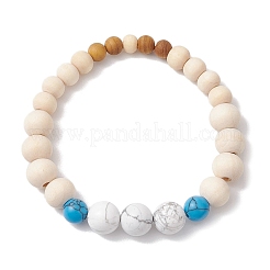 Bracciali elastici per coppie con perline di legno&nbsp;BJEW-JB11289-02