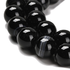 Natürliche schwarze Achat Perlen Stränge&nbsp;G-NH0020-B01-01