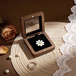 Cajas magnéticas para guardar broches de madera con ventana acrílica&nbsp;CON-WH0085-244