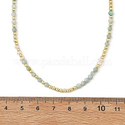 Collane con perline rotonde sfaccettate di amazzonite naturale&nbsp;NJEW-JN06549-02