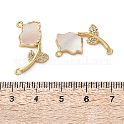 Messing Micro Pave klare Zirkonia Rose Blume Verbinder Charms&nbsp;KK-U070-11G