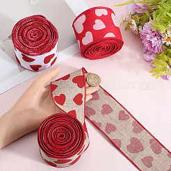 Ruban imprimé cœur en polyester pour la Saint-Valentin de 10 m&nbsp;SRIB-CY0001-01C
