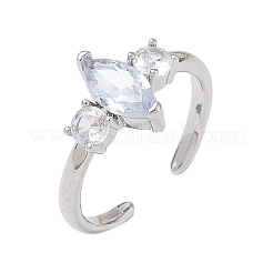 Offene Manschettenringe aus Messing mit Mikropavé und Zirkonia für Damen&nbsp;RJEW-L343-14P-04