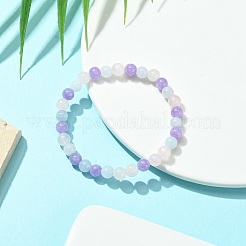 Rundes Stretch-Armband mit natürlichen Aquamarin-&nbsp;BJEW-JB09582