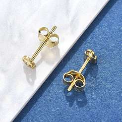 Boucles d'oreilles puces en argent sterling serties de micro-pavés de zirconiums cubiques transparents pour femmes&nbsp;EJEW-K307-03A-G