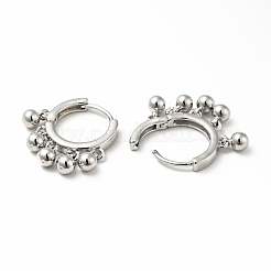 Orecchini a cerchio pendenti con perline rotonde in ottone per donna&nbsp;EJEW-A079-07P