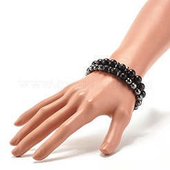 Ensemble de bracelets extensibles en perles rondes en bois naturel&nbsp;BJEW-JB07340