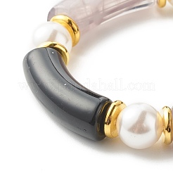 Bracelet extensible en perles de tube incurvées en acrylique épais pour adolescente femme&nbsp;BJEW-JB06993-02