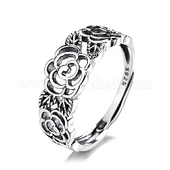 Verstellbare Fingerringe aus Sterlingsilber mit ausgehöhlter Rose 925 für Damen&nbsp;FS-WGC8A12-01