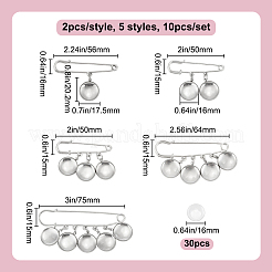 10 Stück 5 Stile Stahl Heavy Duty Sicherheitsnadeln Brosche Pins&nbsp;JEWB-DR00005