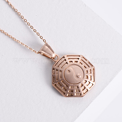 Colliers pendentifs vintage punk yin-yang en acier inoxydable pour hommes et femmes&nbsp;EB9499