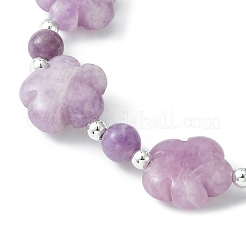 Braccialetto elasticizzato con perline floreali di fosfosiderite naturale&nbsp;BJEW-JB09451