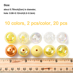 20 Stück transparente und undurchsichtige Acrylperlen in 10 Farben.&nbsp;MACR-FP0001-20