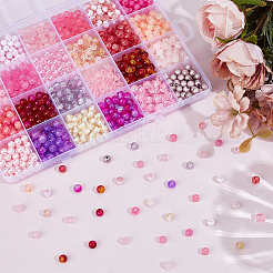 DIY 1200 Stück Crackle Glas & Acryl Runde Perlen Zubehörse Kits&nbsp;DIY-PA0001-34B