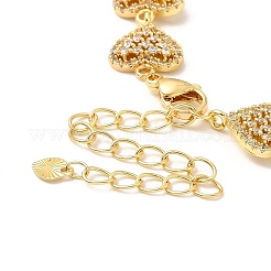 Bracciale a catena a maglie a cuore vuoto con zirconi cubici trasparenti&nbsp;BJEW-A132-13G