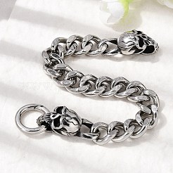Bracciali unisex con catene a maglie cubane in acciaio inossidabile 304&nbsp;BJEW-A092-06B-P