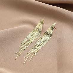 Ohrringe mit Zirkonia-Ketten und Quasten&nbsp;EJEW-P236-06G