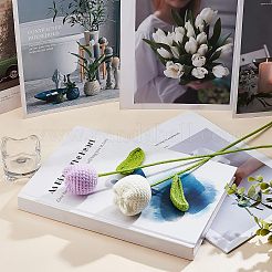 2 stücke 2 farben baumwolle stricken künstliche blume&nbsp;AJEW-FG0001-91