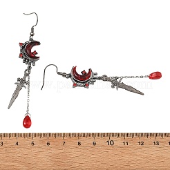 Pendientes colgantes de aleación con rhinestone y vidrio en forma de lágrima.&nbsp;EJEW-JE07513