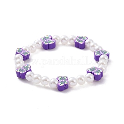 Adorable collier de perles en argile polymère et perles en plastique abs et bracelet extensible&nbsp;SJEW-JS01267