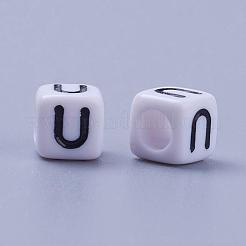 Perles de lettre de trou horizontal acrylique&nbsp;PL37C9308-U