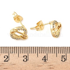 Orecchini a bottone con graffetta in ottone micro pavé di zirconi cubici trasparenti&nbsp;EJEW-Z144-28G